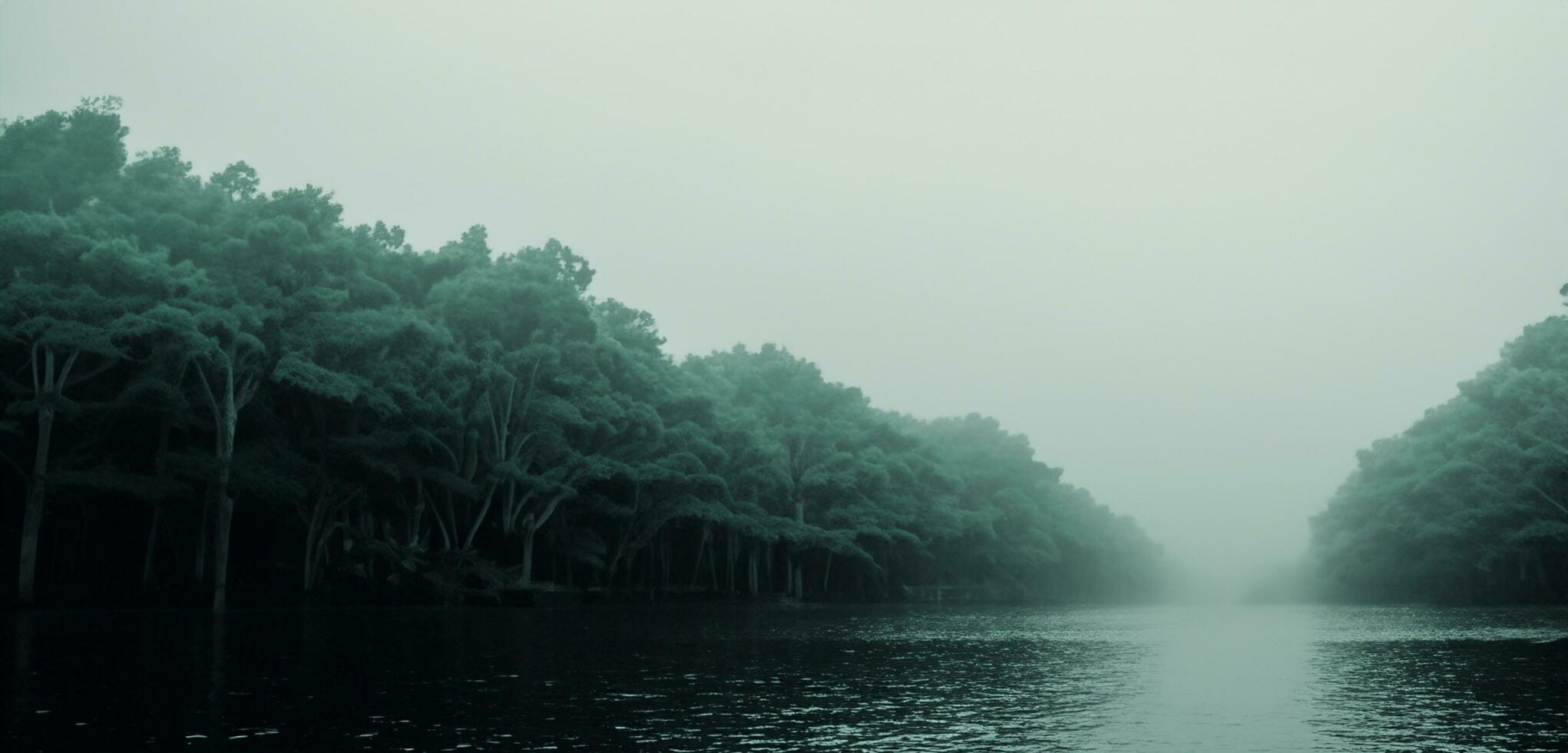 background by the water water in a mysterious and scary forest Smog in the forest dark tones a lazy river in a fantasy forest photo