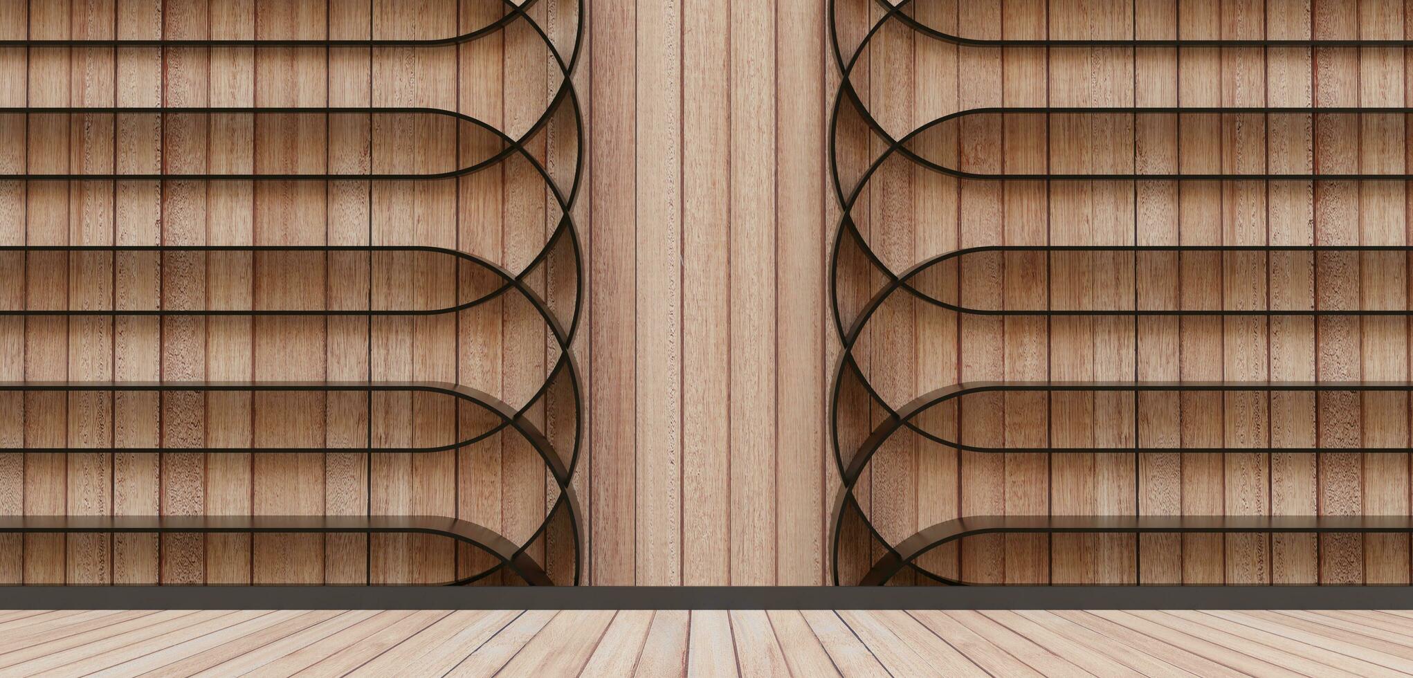 wooden floors and walls Wooden floor podium Stage screen Lath Wooden floor backdrop 3d illustration photo