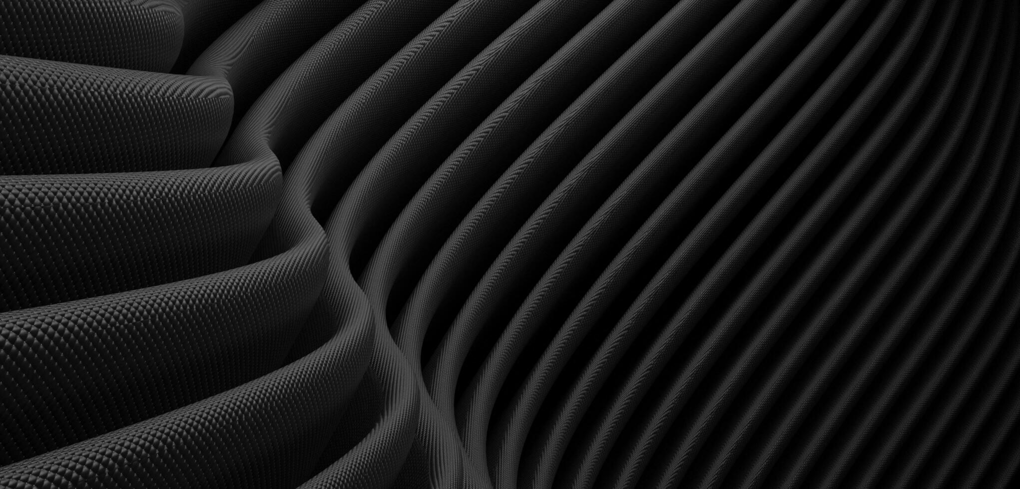 black background waves Parallel waves of plastic Twisted curved tube 3D illustration photo