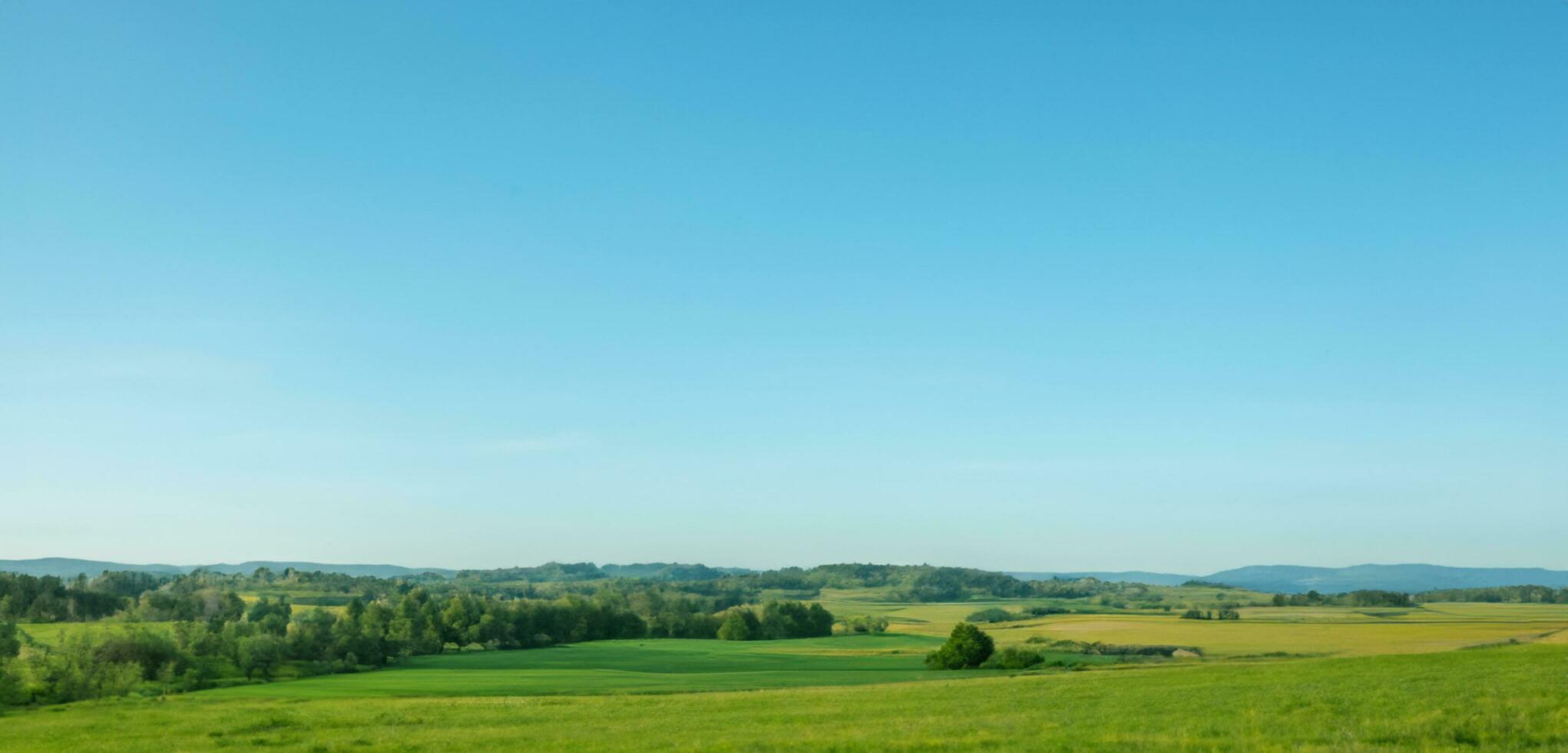 meadow hill rural landscape Land and sky skyline 3D illustration photo