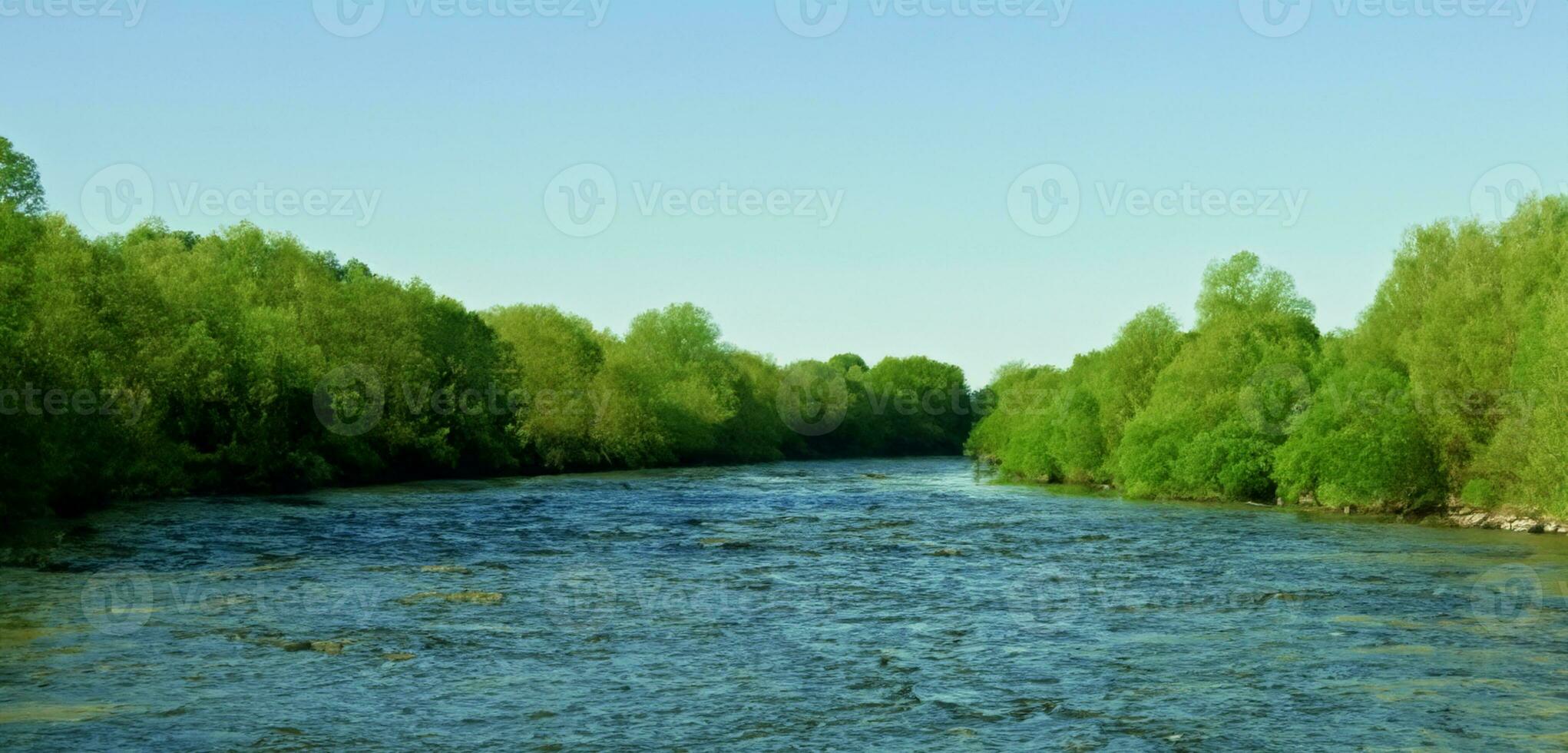 amplio río rodeado por el naturaleza de verde arboles y ríos durante el día foto