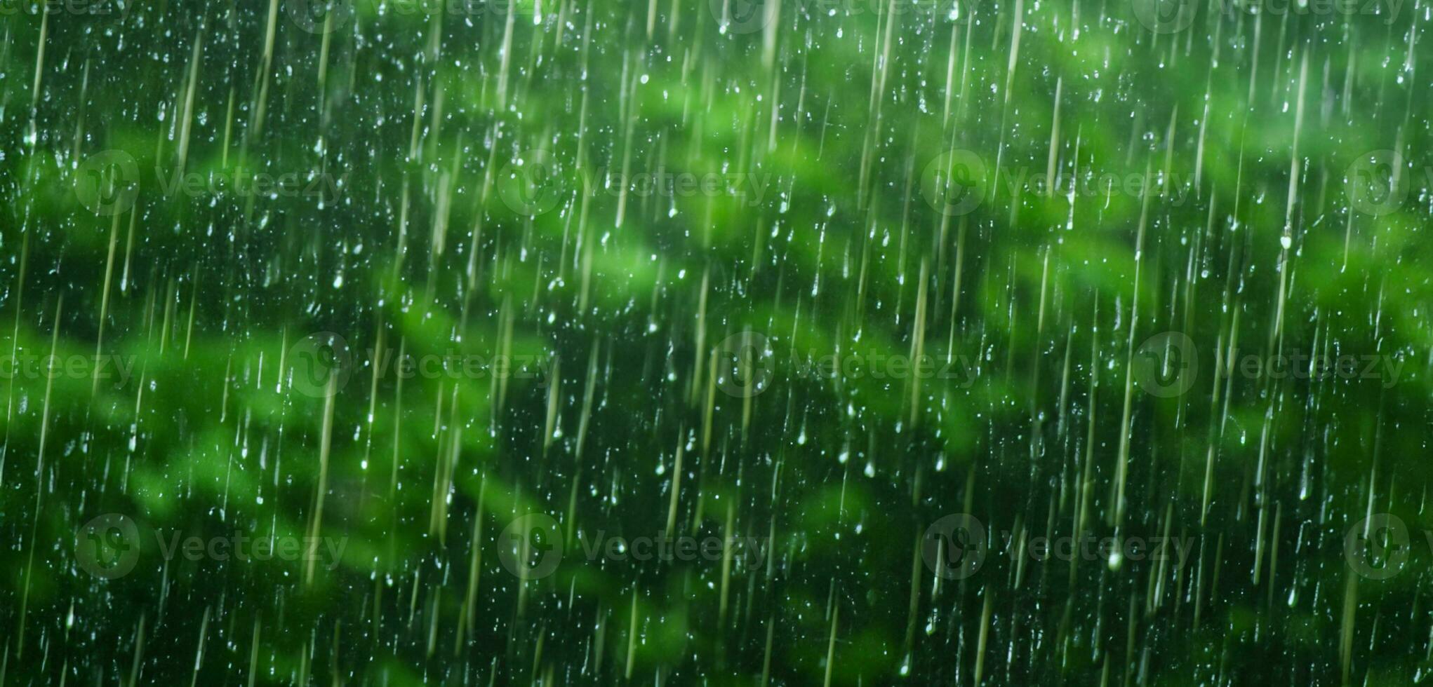 lluvia en el pino bosque pesado niebla lozano paisaje en el lluvioso temporada 3d ilustración foto