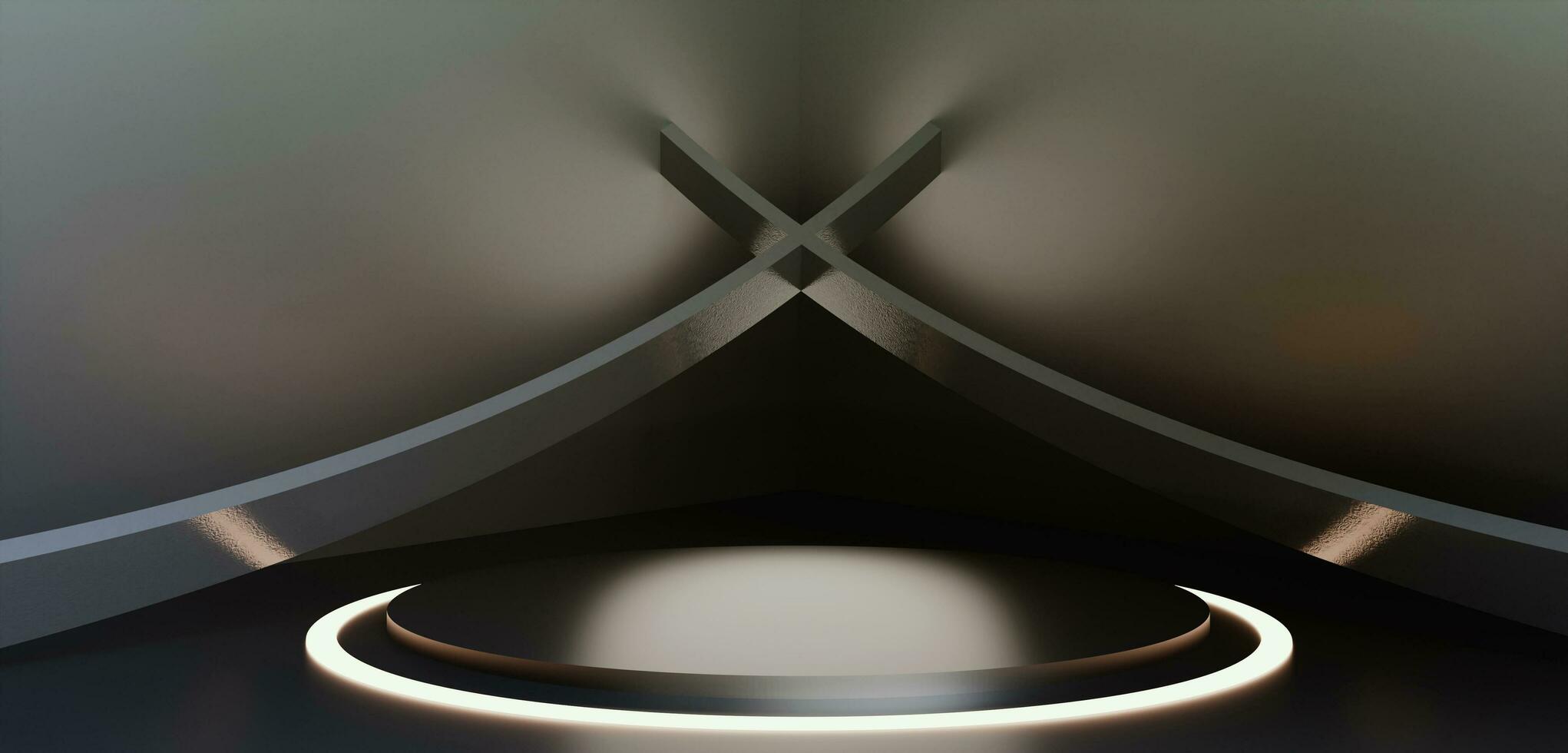 podium background stage curved podium background circle laser round stage and light dark abstract base StageCurves 3D illustration photo