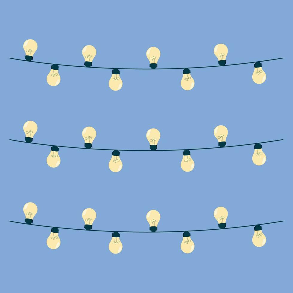 Christmas decorations with bright light garlands. vector