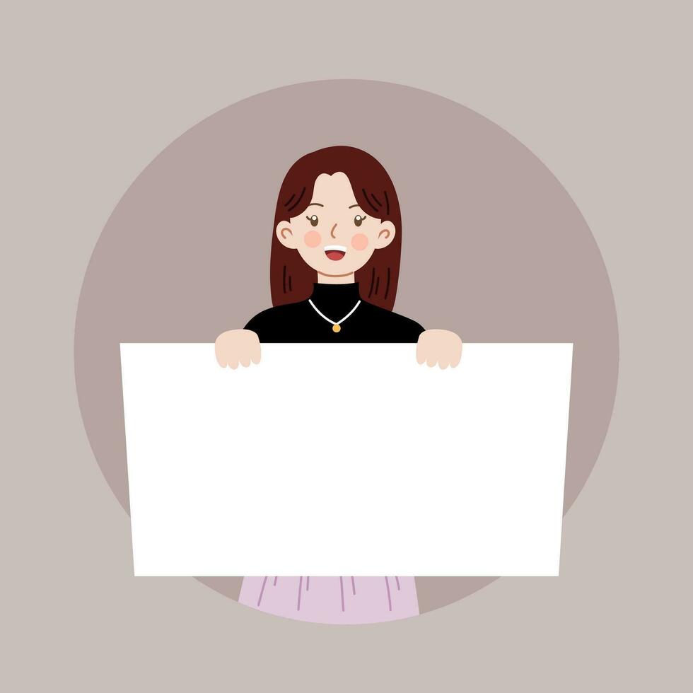 cute demonstrator campaign protester blank sign vector