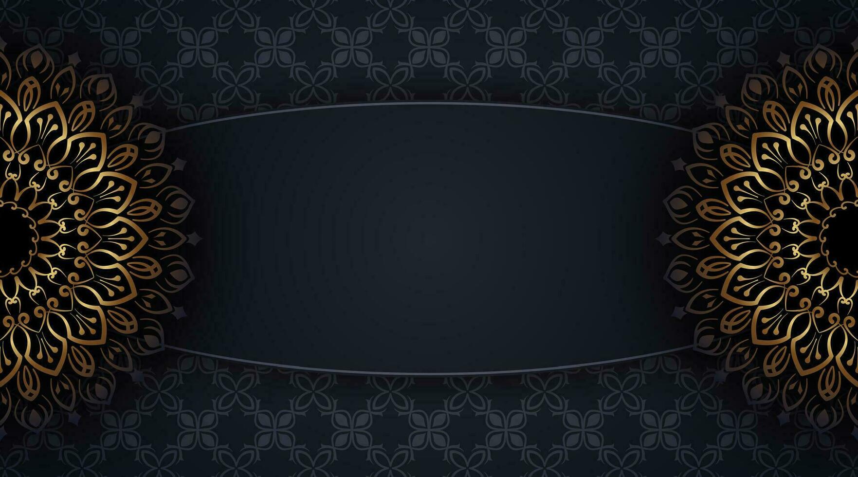 Black background with ornamental mandala vector