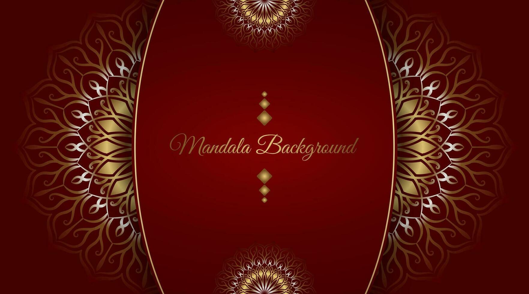 Red background with ornamental mandala vector