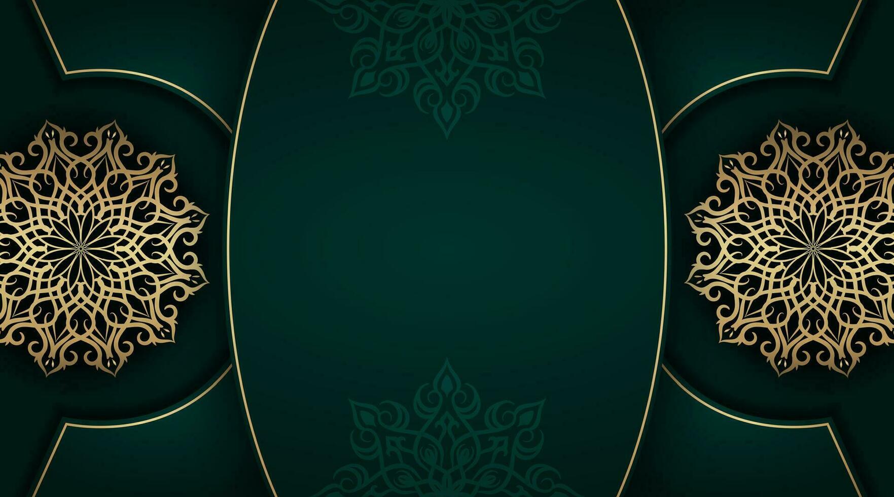 Green background with ornamental mandala vector