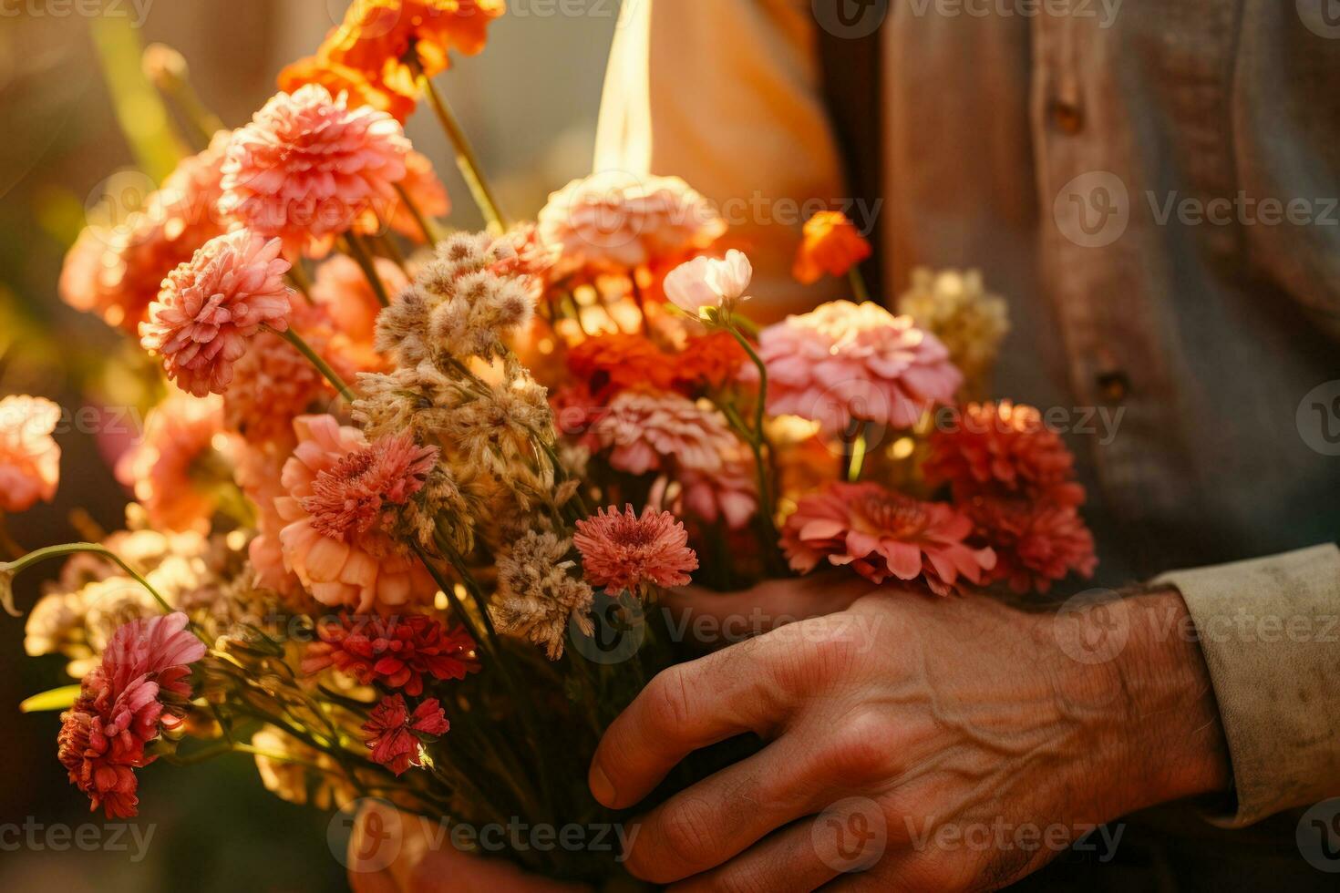 beautiful bouquet of flowers gift for a girl generative ai photo