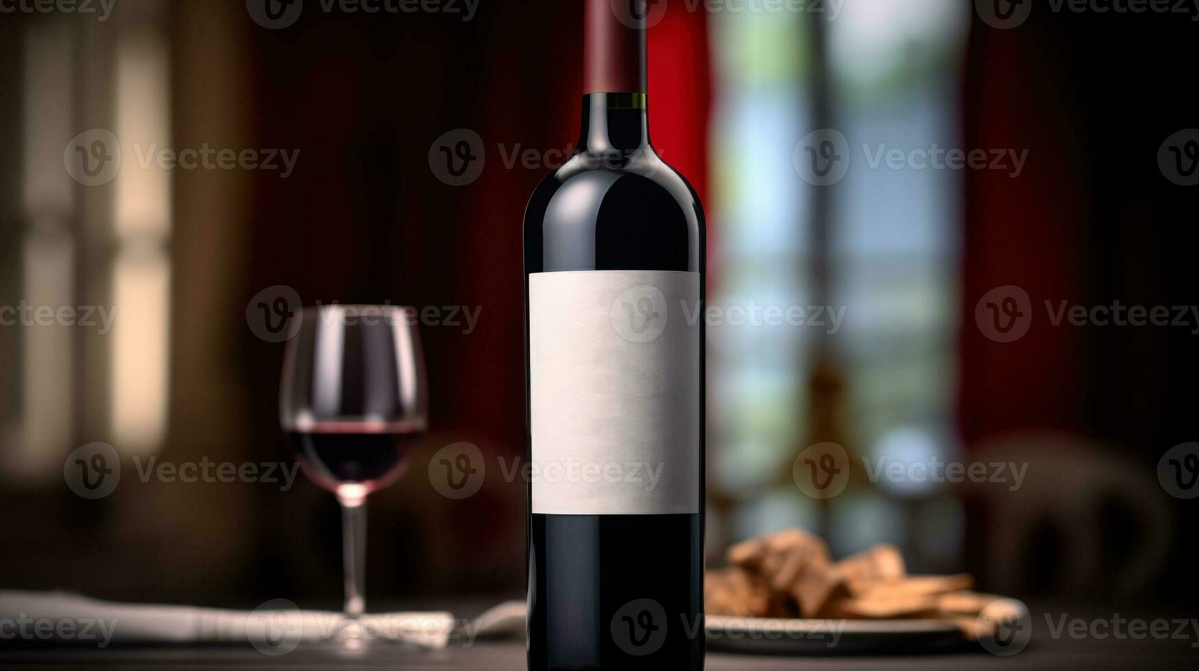 glass and bottle with red generative ai photo