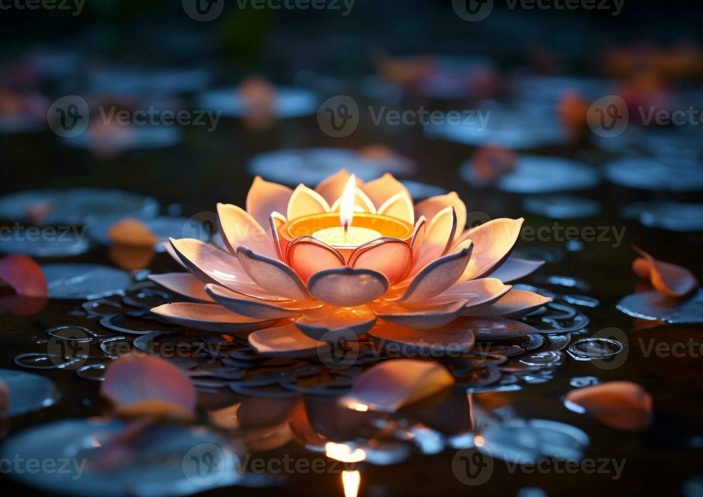 A diya in the shape of a lotus flower, diwali stock images, realistic stock photos