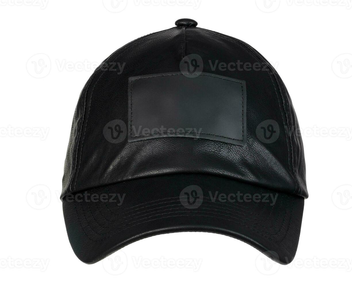Front View of Leather Cap Isolated with Mockup Space photo