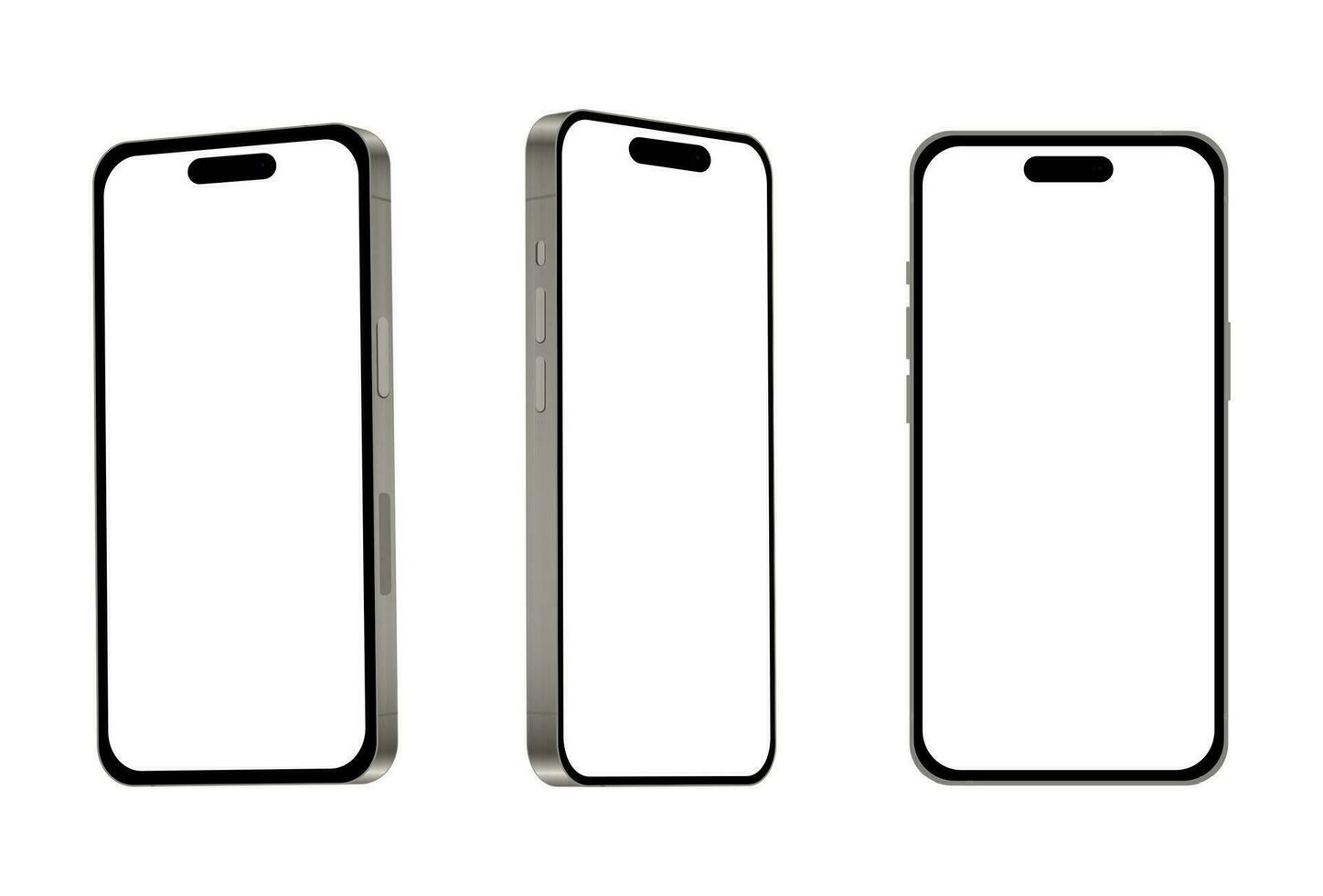 New blue TITANIUM smartphone model 15 PRO, mockup template on white background - Vector