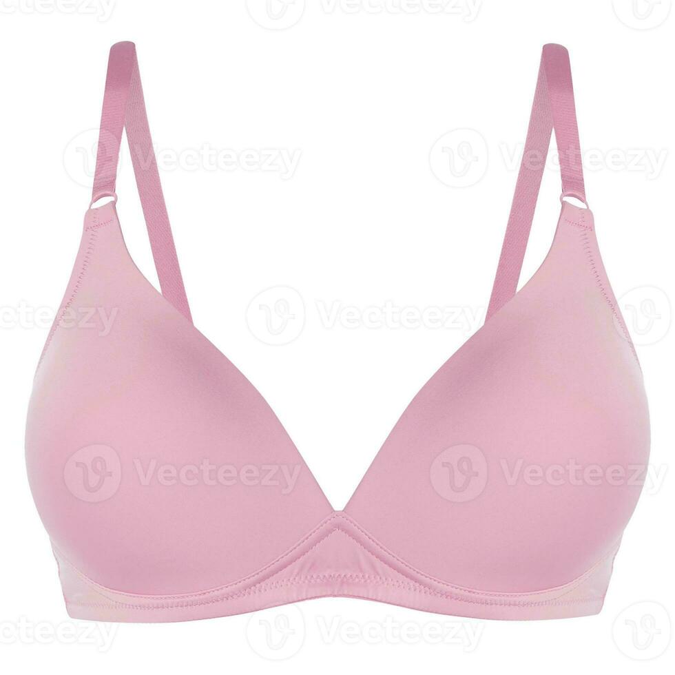 Elegant Pink Bra Women's Underwear on White Background photo