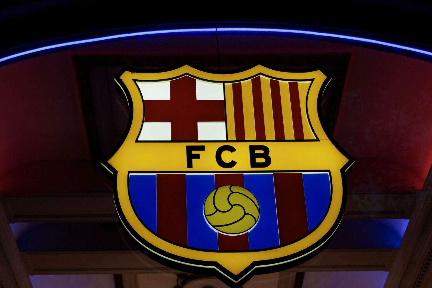 Barcelona, Spain 10 August 2023 FC Barcelona Official Store Logo, Barcelona, Spain. photo