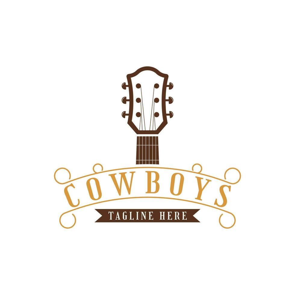 occidental vaquero país guitarra música logo Clásico diseño vector