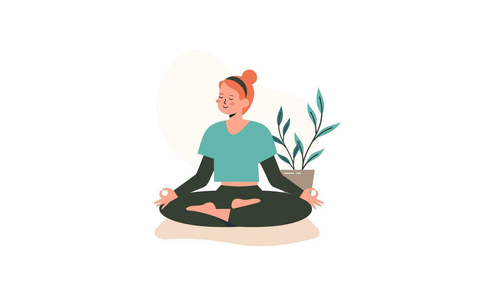 Tranquil woman meditating outdoor vector isolated illustration