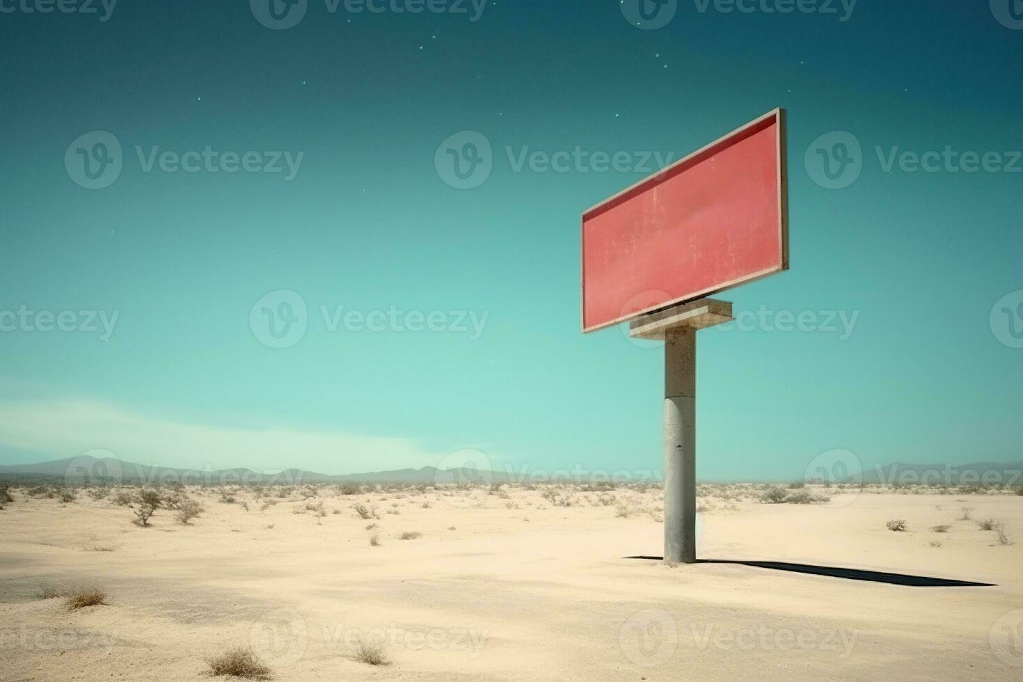 Generative AI, vintage empty sing or billboard in the desert of alien planet, in the space photo