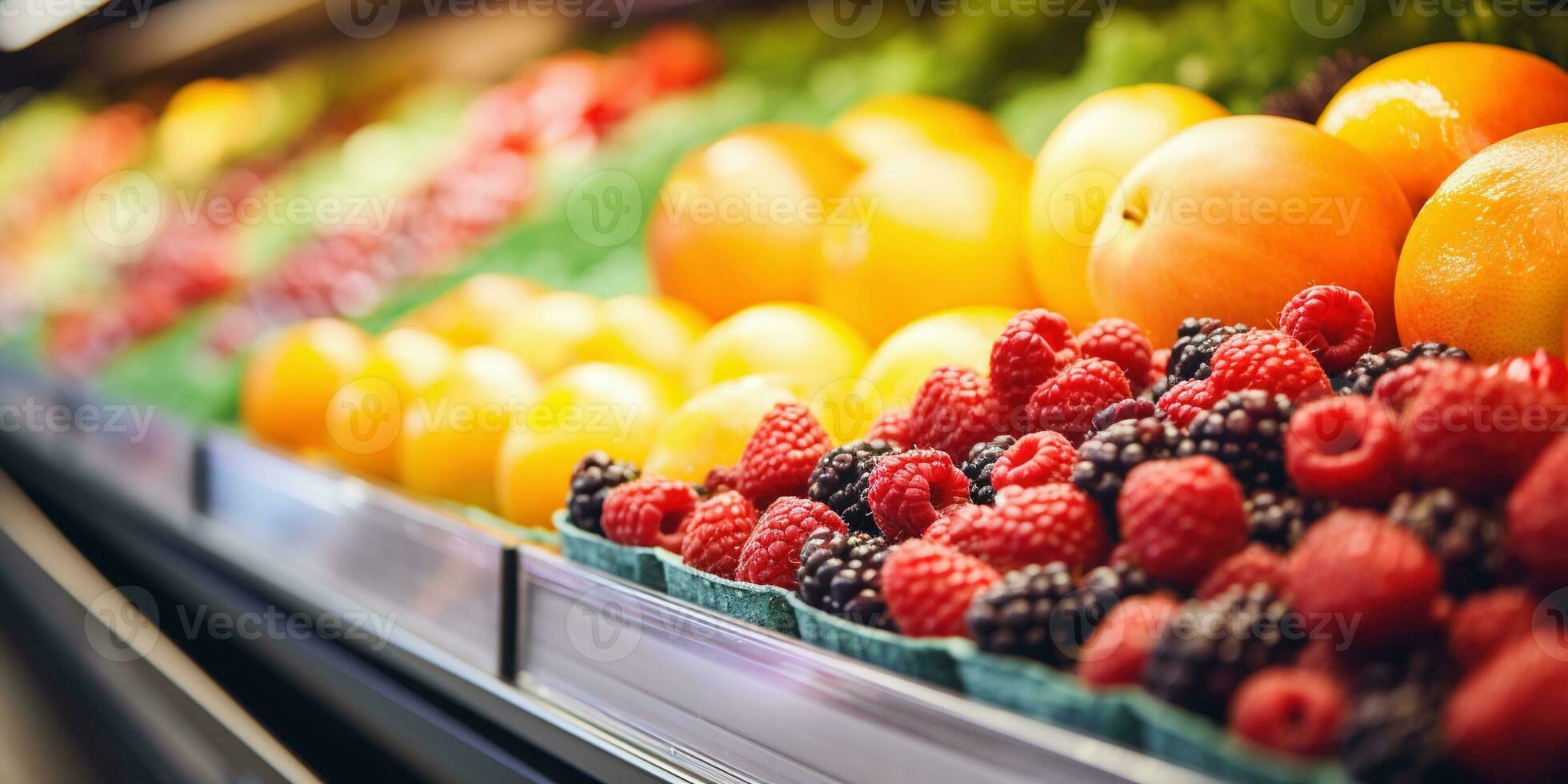 generativo ai, supermercado Fruta en estante foto