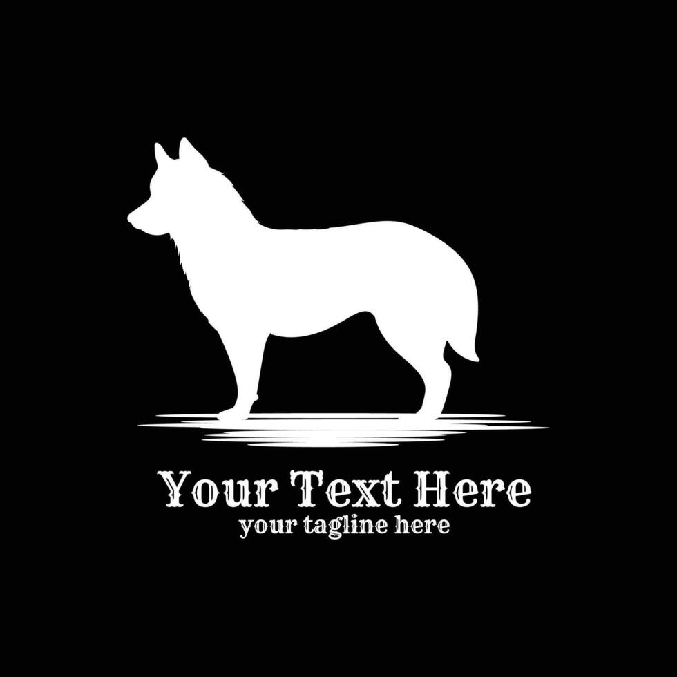 Silhouette of Standing Wolf Dog Icon Illustration vector