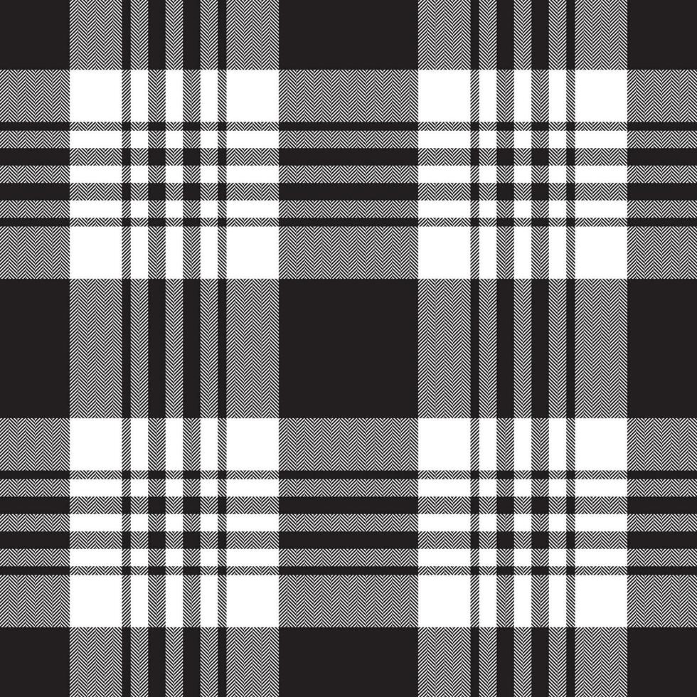 Plaid seamless pattern in black white. Check fabric texture. Vector textile print.