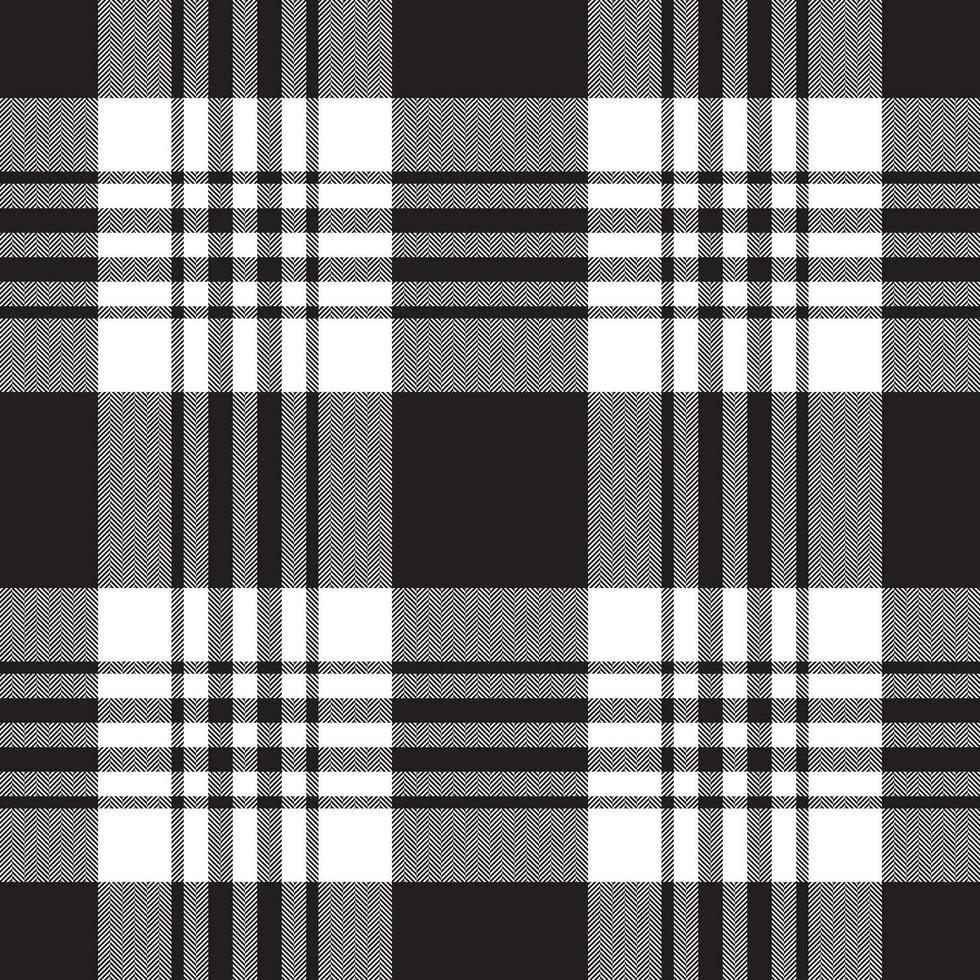 Plaid seamless pattern in black white. Check fabric texture. Vector textile print.