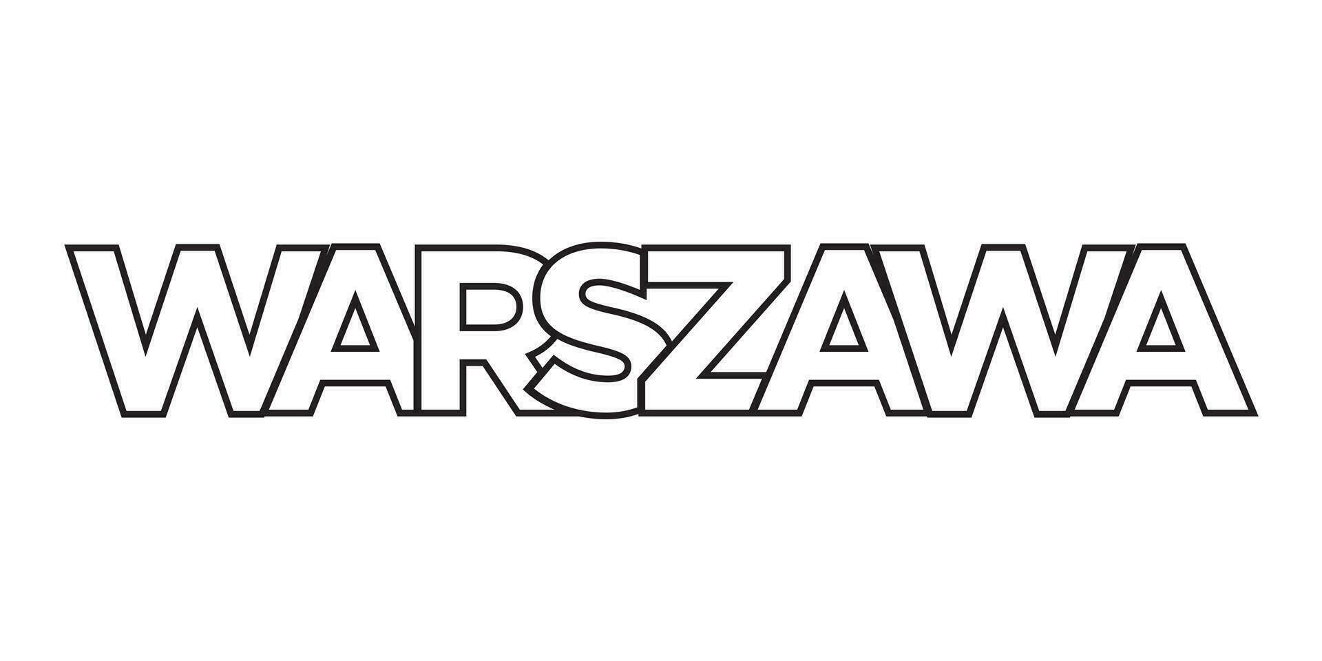 Warsaw in the Poland emblem. The design features a geometric style, vector illustration with bold typography in a modern font. The graphic slogan lettering.