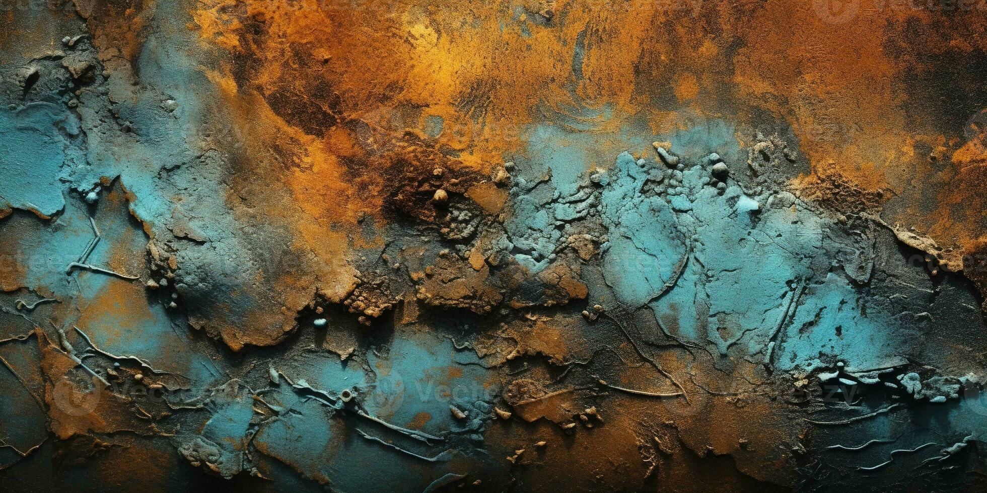 Generative AI, Rusted blue and turquoise metal background. Grunge old wall texture photo