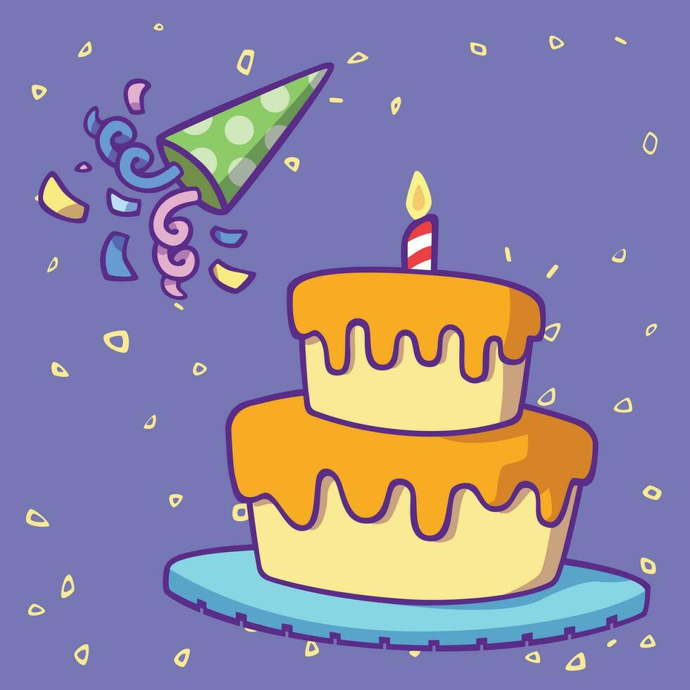 Cute Birthday Party Cartoon Decoration Vector