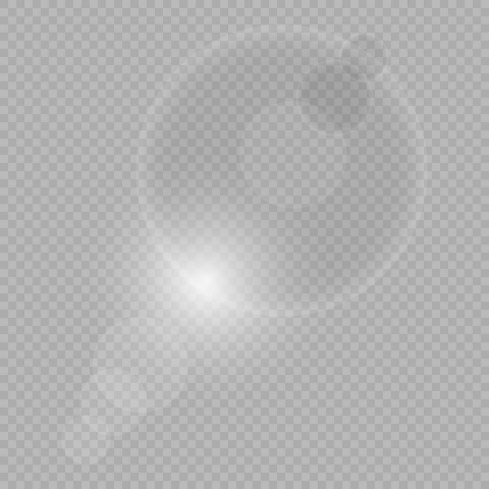 Light effect of lens flares. White glowing lights starburst effects with sparkles on a grey background. Vector illustration