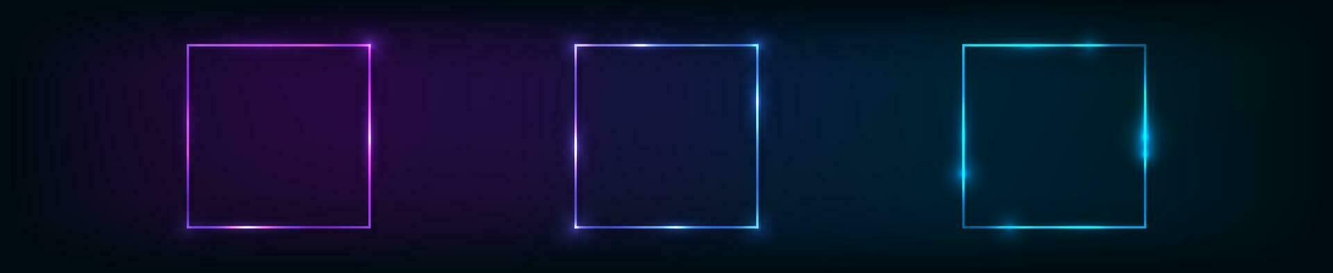 Neon square frame with shining effects vector