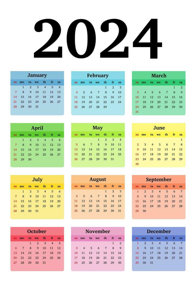 calendario para 2024 aislado en un blanco antecedentes vector