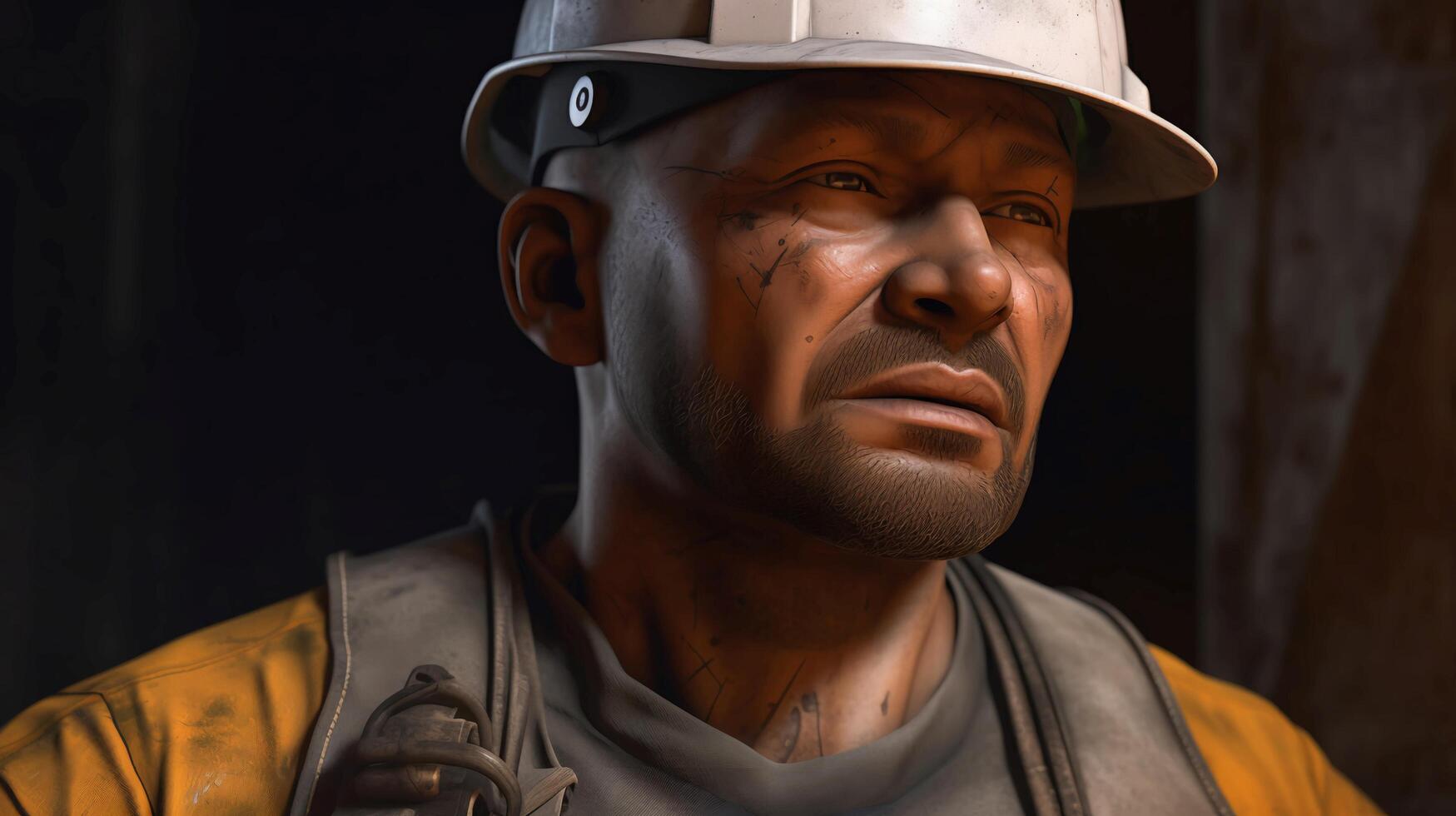 A working man in a protective construction helmet. An engineer at a construction site controls the process of industrial construction. photo