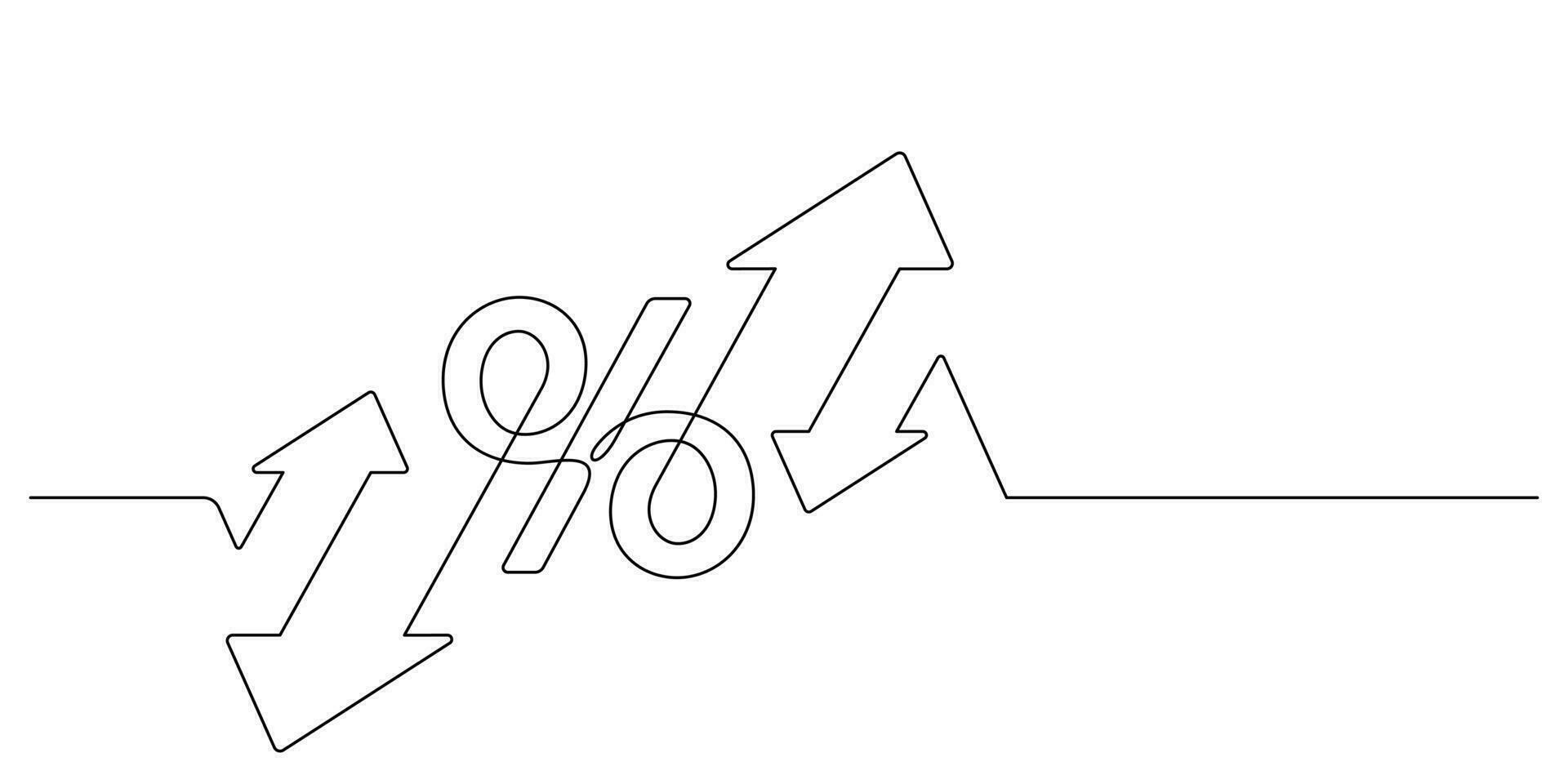 concept of volatility stock market investment. percentage and arrows up and down one line vector