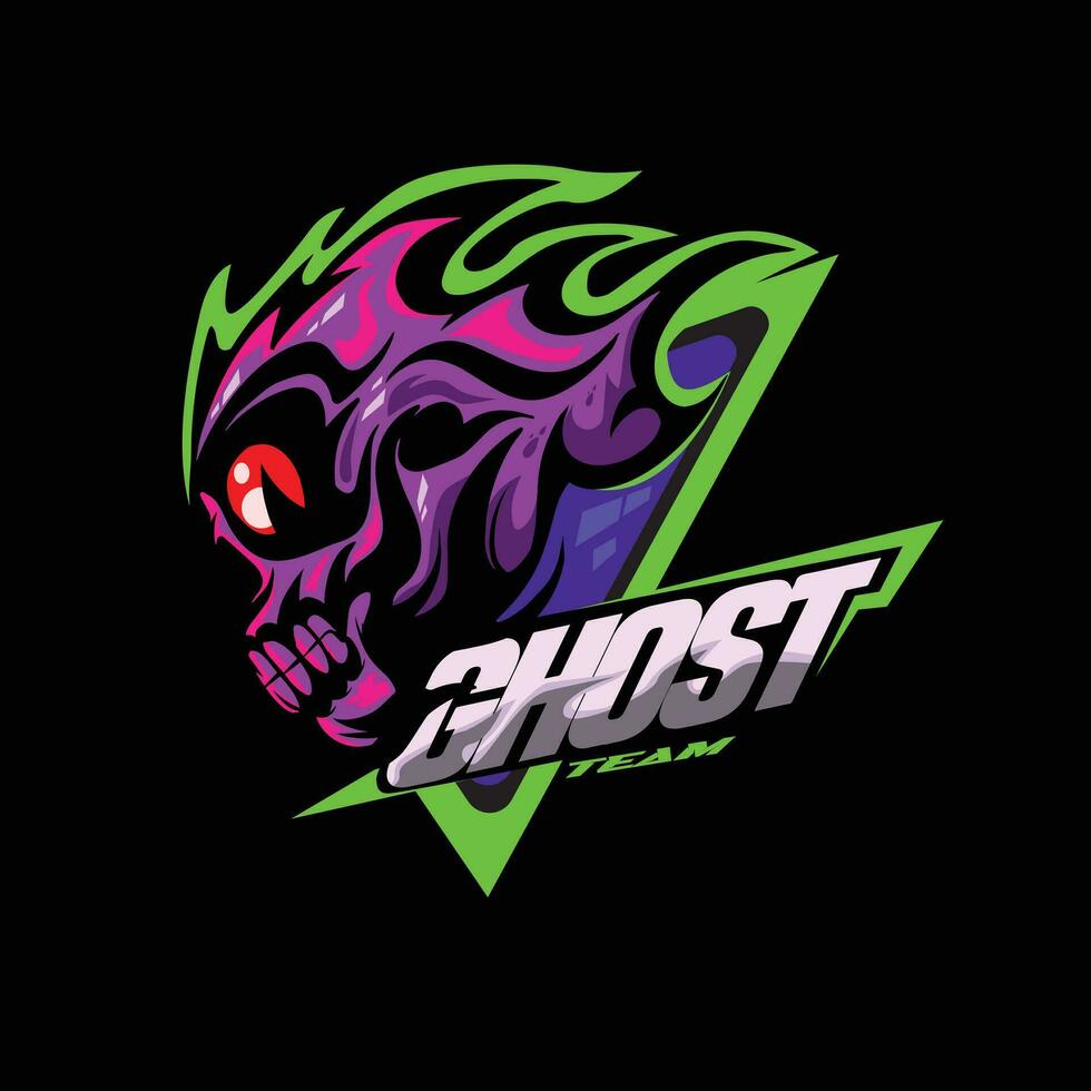Fire skull esport logo mascot ,ghost team mascot logo vector