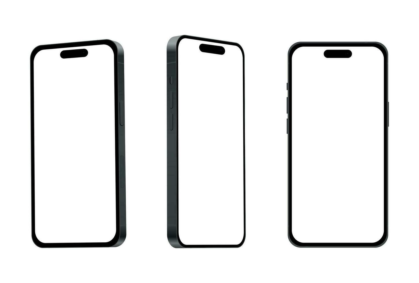 New black smartphone model 15, mockup template on white background - Vector
