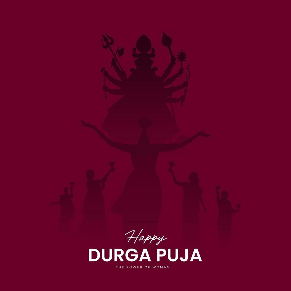 Durga cara en contento Durga puya, dussehra, y navratri celebracion concepto para web bandera, póster, social medios de comunicación correo, y volantes publicidad vector