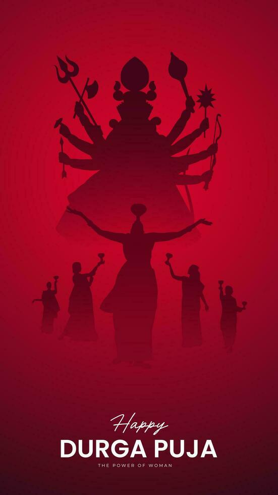 Durga Face in Happy Durga Puja, Dussehra, and Navratri Celebration Concept for Web Banner, Poster, Social Media Post, and Flyer Advertising vector