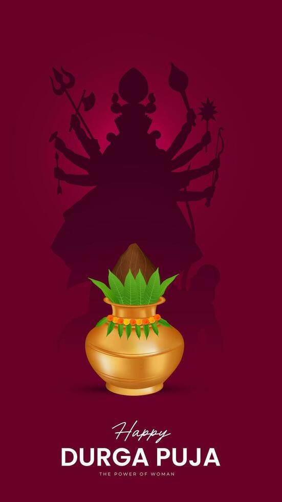 Durga Face in Happy Durga Puja, Dussehra, and Navratri Celebration Concept for Web Banner, Poster, Social Media Post, and Flyer Advertising vector