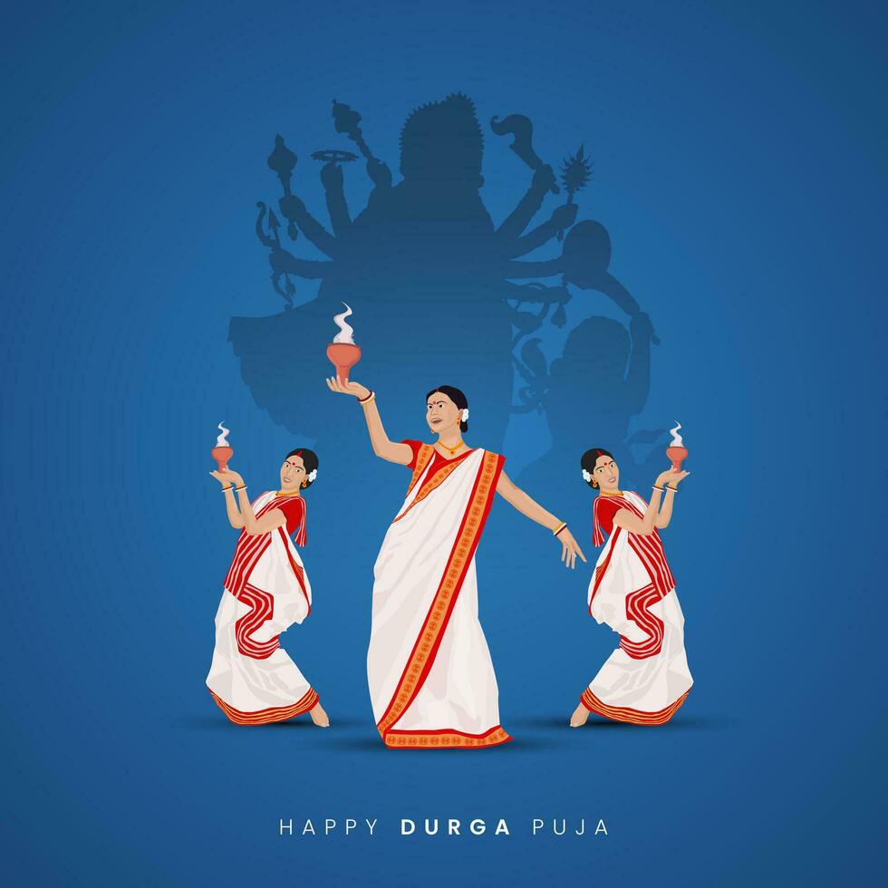 Durga Face in Happy Durga Puja, Dussehra, and Navratri Celebration Concept for Web Banner, Poster, Social Media Post, and Flyer Advertising vector