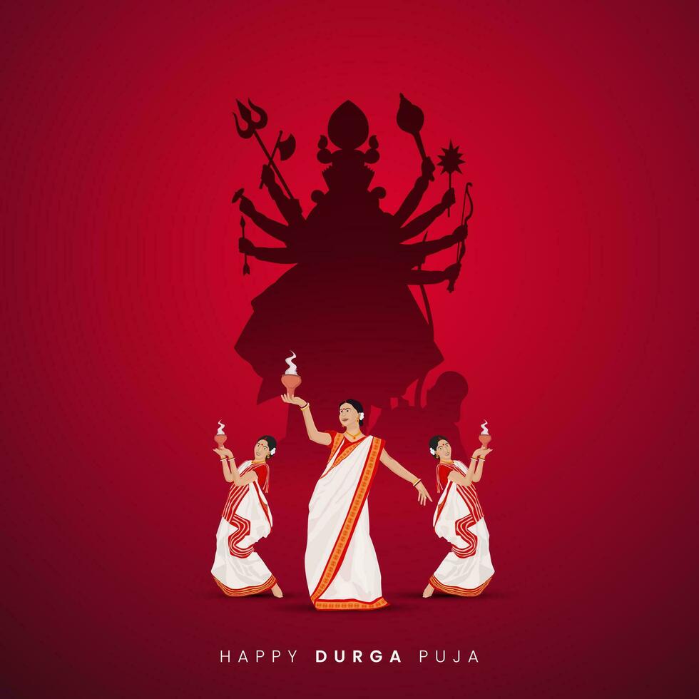 Durga Face in Happy Durga Puja, Dussehra, and Navratri Celebration Concept for Web Banner, Poster, Social Media Post, and Flyer Advertising vector