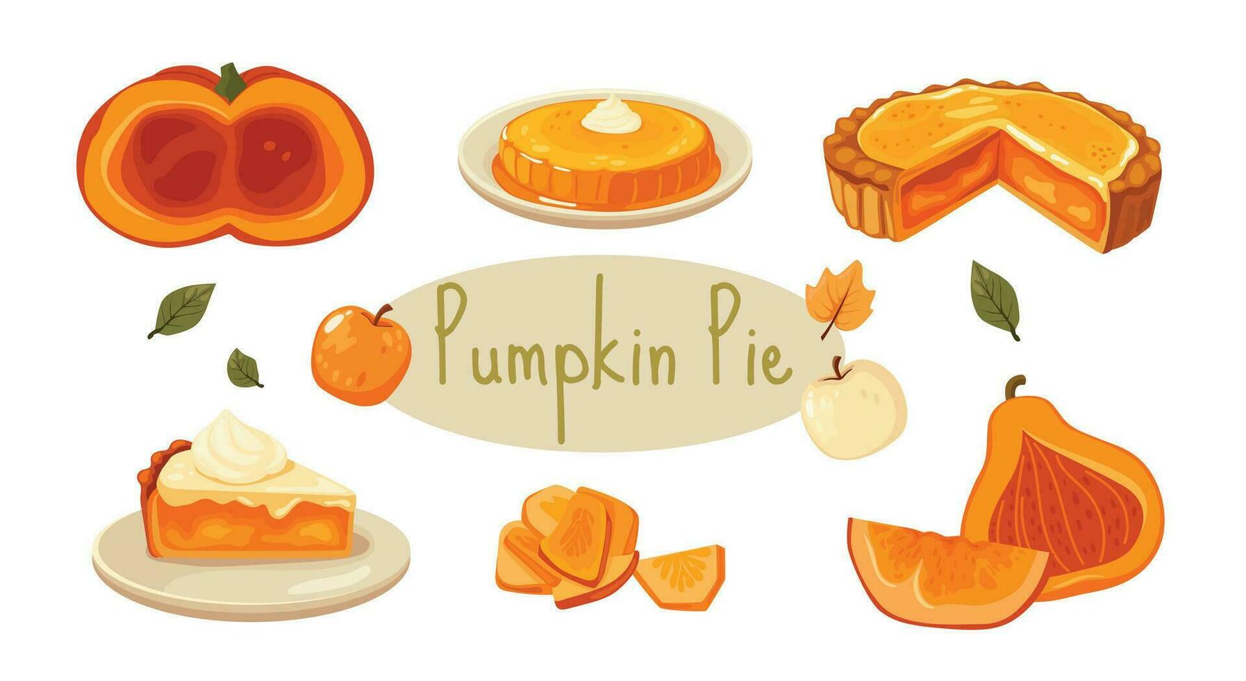 Fall Pumpkin Pie Kit. vector