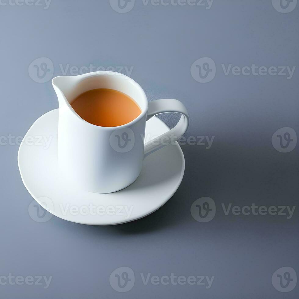 White cup isolated on a gray background. The image was created using generative AI. photo