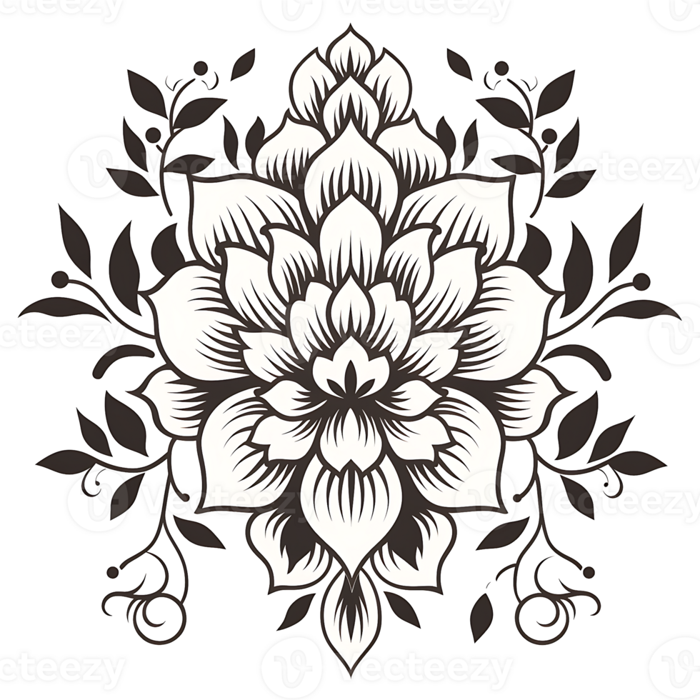 The flower in black and white coloring pages generated by Ai png