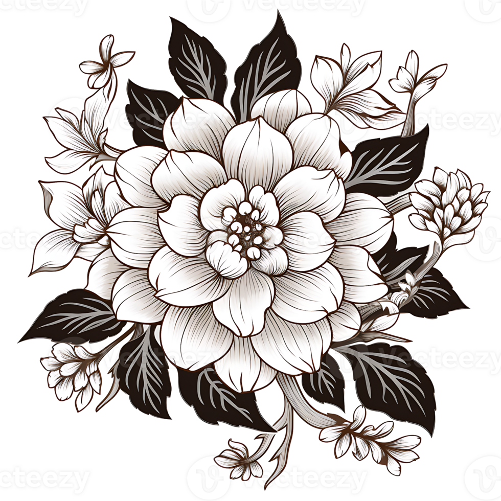The flower in black and white coloring pages generated by Ai png