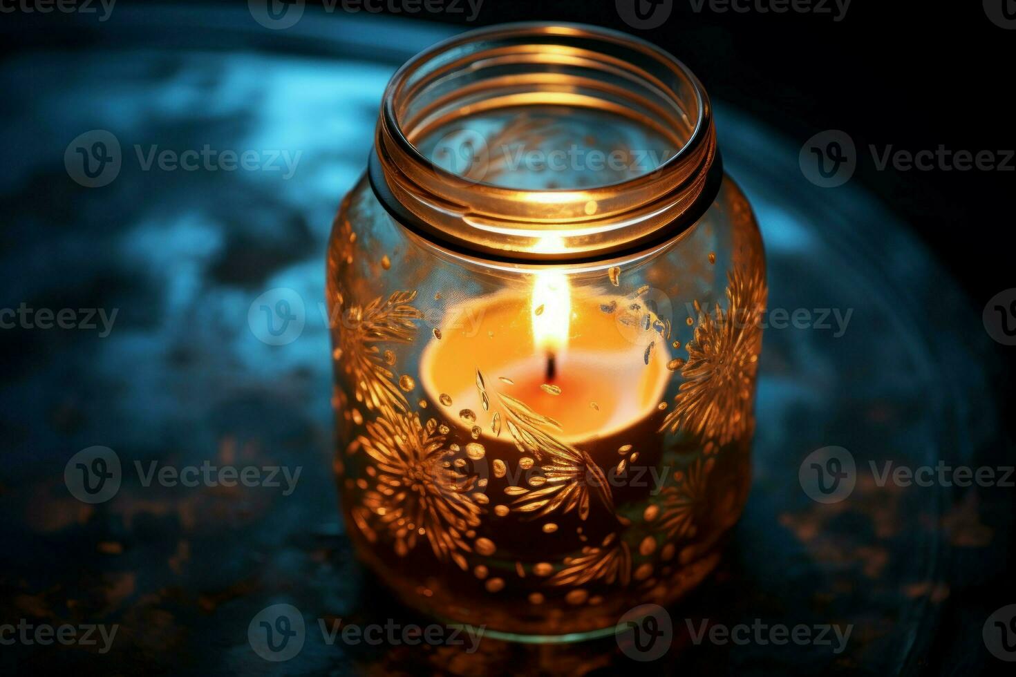 Mesmerizing Candle jar burning. Generate Ai photo