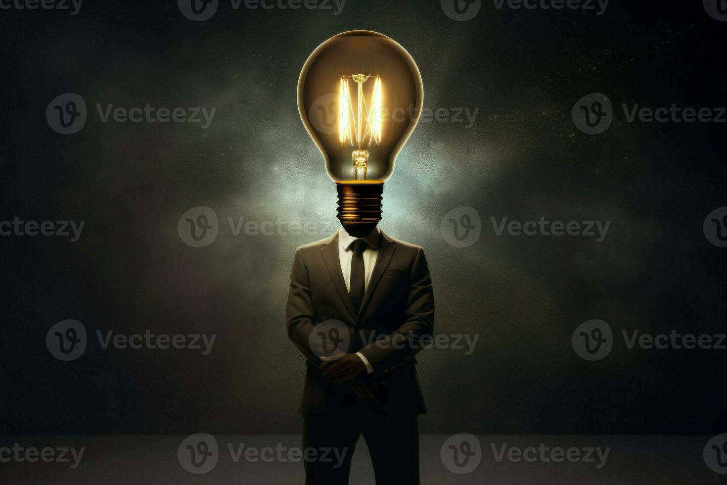 Industrious Businessman creative light bulb. Generate Ai photo