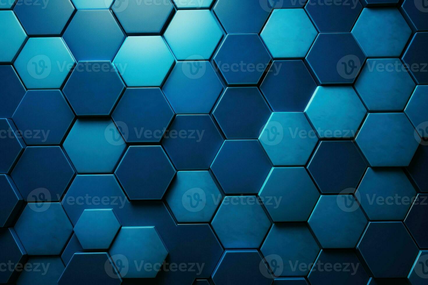 Geometric Blue hexagon. Generate Ai photo