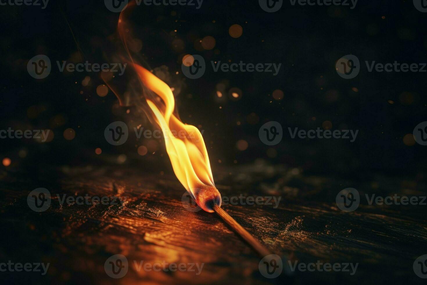 Glowing Burning match dark night. Generate Ai photo