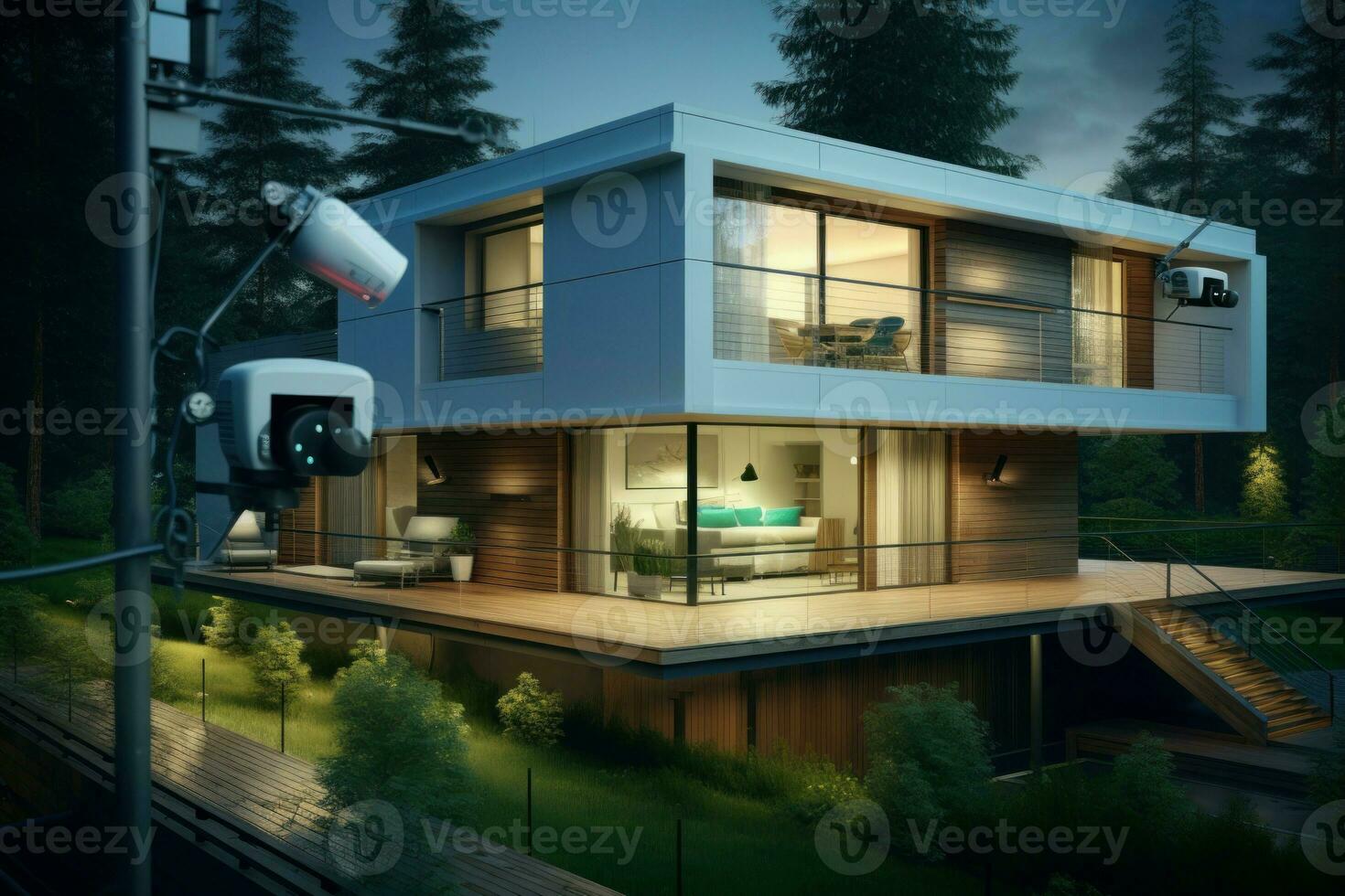 Sophisticated Camera security modern house. Generate Ai 28840291 Stock ... Circuit Diagram